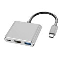 USB Type C HDMIアダプター Type-cマルチポートアダプター USB3.0ポート Type Cハブ 4K 解像度 hdmi出力ポート 3-in-1 変換アダプタ100W急速PD充電ポート UHDコンバータ MacBook Pro/Air/iPad Pro/Surface Go/Matebook/(2)