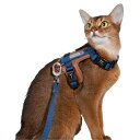 Lucky Friends 抜けない 猫 ハーネス リード付き 散歩用 サイズ調節可能 抜けにくい 簡単装着 猫用 リードセット (ライトブルー)