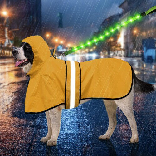 Weesiber 犬 レインコート ペットレインコート カッパ 100%の防水生地 夜間反射 帽子付 梅雨対策 防雪 防風 通気 軽量 調節可能な 着脱簡単 散歩用 小型犬 中型犬 大型犬 犬用雨具 (イエロー,