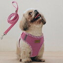 Aiminto デニム犬用ハーネス&リードセット、通気性の高いメッシュ素材、軽量、ハーネス胸元に反射材付き - 小型犬用 (ハーネスとリードをセット(ピンク),...