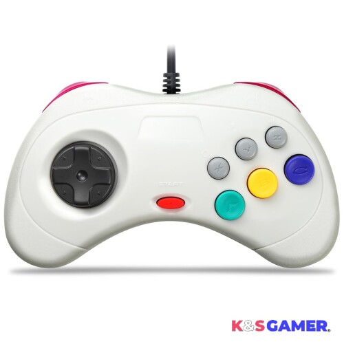 K&SGAMER セガ サターン型 ゲームパッド USB コントローラー Steam PC 対応 (ミストグレー)