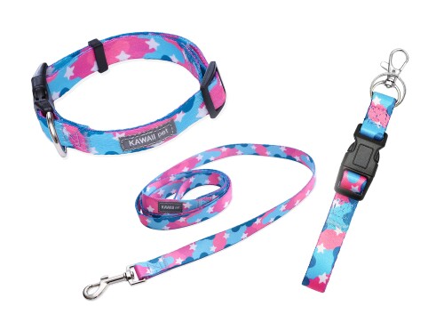 KAWAII pet 犬 首輪 、リード、 ギフトセット カモフラージュ柄 迷彩柄、 調節可能、快適 (首輪S, リー..