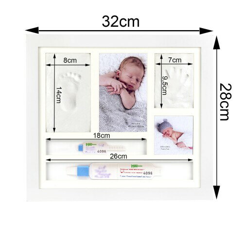 kennethan ネームバンド ベビーフォトフレーム 手形 足型 赤ちゃん 木製 手形足形キット 置き掛け兼用 出産祝い 内祝い ベビー記念品 成長記録 ホワイト 2