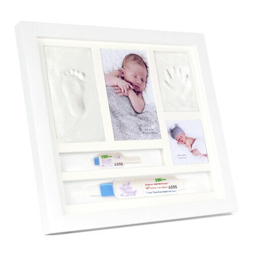 kennethan ネームバンド ベビーフォトフレーム 手形 足型 赤ちゃん 木製 手形足形キット 置き掛け兼用 出産祝い 内祝い ベビー記念品 成長記録 ホワイト 3