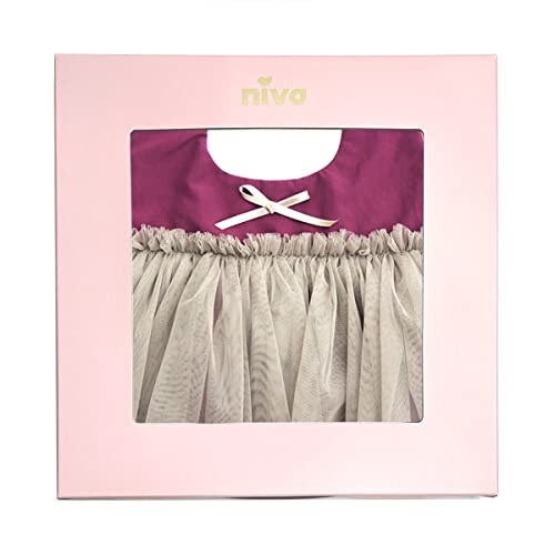 (NIVA) 日本製 大人っぽいパープルグレーのチュチュスタイ 出産祝い ギフトBOX入り よだれかけ ハーフバースデー お誕生日 お呼ばれ おめかし（ニヴァ） Tutu bib
