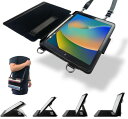 SLYDA iPad10.2 ストライプ デザイン マルチアングル スタンド ケース ビジネス 学校 用 肩掛け 首掛け ショルダー ストラップ付 Apple ...