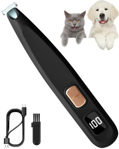 QULITO ペット バリカン 犬猫 バリカン USB充電 LEDディスプレー LEDライト付き 足裏 肉球 耳裏 顔周り お尻周り 部分カット 犬 猫 小動物...