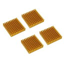 waves 4個 アルミ ヒートシンク 45x45x10mm 熱伝導テープ付き ゴールド