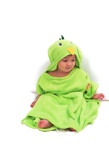 Papabear baby blanket toddler hood bathrobe ベビーフード付きタオル 子供バスタオル, 赤ちゃん おくるみ ベビー 幼児 用 春 秋 冬 あったか ブランケット 瞬間吸水 速乾 ふわふわ (Green chick)