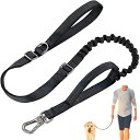 Mellbo 犬 リード 犬用リード 伸縮リード 小型犬 中型犬 大型犬 ナイロン 2ハンドル 高耐久カラビナ 125cm-155cm ブラック