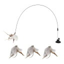 CAPASTEC ねこじゃらし 猫じゃらし 猫 オモチャ 羽 鈴 猫用玩具 鳥毛 ふわふわ 交換用羽根 3枚セット ストレス解消 頑丈 運動不足とストレス解消 ...
