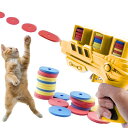 AZ-FRONT 猫用おもちゃ ディスクランチャー EVA製ディスク100枚付き 室内用 運動不足解消 ストレス発散 日本語説明書付き 猫追いかけおもちゃ (イ...