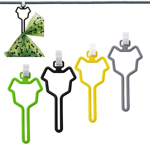 4パック犬のうんちバッグホルダー、ペット用ゴミ袋ディスペンサー、面ファスナー付き使い捨てゴミ袋キャリア、調節可能なベルクロ付きのハンズフリー犬のうんちバッグキャリア、す