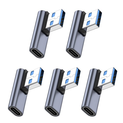 USB 3.1（オス） to USB Type C (メス)変換アダプタ L型 (5個セット) Suptopwxm USB3.1 10Gbps 高速デ..