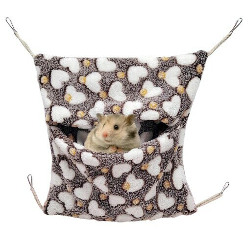 デグー ハンモック 小動物用ハンモック ブラウン ハート 可愛い 封筒式 ソフト S 暖かい ふわふわ モモンガ フェレット チンチラ ハンモック 飼育ケージ 遊び場 隠れる ベッド 休憩所 遊