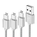 Micro Usb ケーブル1m 1m 2m 3本セット2.4A 急速充電,マイクロUSBケーブル 急速充電 充電用 高耐久 高速同期 高速データ転送, USB 2.0 A To Micro 充電ケーブル,Microusb,usbmicro,usbマイクロ,ナイロン素材(2)