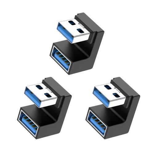 USB 3.1 Gen2 アダプタ L字型 3個セット Suptopwxm USB L字 USB L型 タイプA オス メス 10Gbps 高速デ..