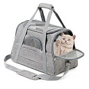 Vailge 猫 キャリーバッグ マット付き ペットキャリーバッグ 通気性 犬キャリー 3way ショルダー コンパクト 手提げキャリーバッグ ライトグレー M