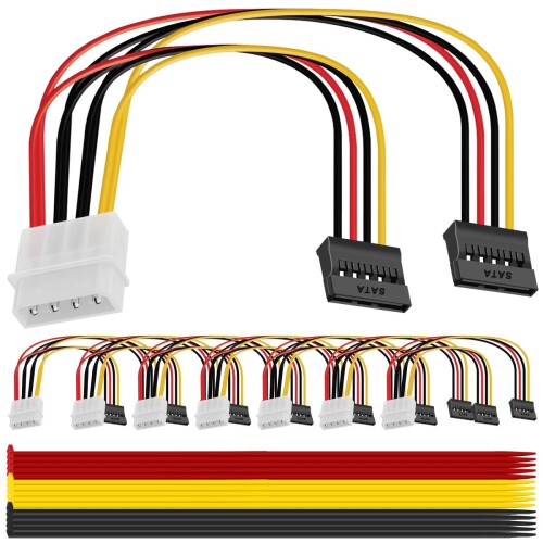 MKBKLLJY 8個 4ピン Molex-デュアルSATA電源 Yケ??ーブルアダプタ 4ピン IDE Molexオス- 15 ピン デュ..