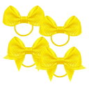 GFun ヘアゴム 子供 リボン 4枚セット 可愛い 髪ゴム ヘアアクセサリー 入園式 入学式 卒園式 発表会 浴衣 洋服 イェロー
