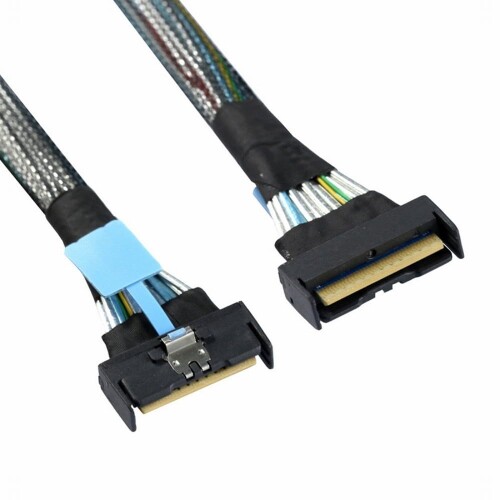 CY Cable PCI-E 5.0 Mini Cool Edge IO MCIO STR PCI-E 8i 74ピン オス - MCIO 74ピン オス 延長ケーブ..