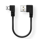 USB 2.0 ミニケーブル USB(A)オス-USB(miniB)オス 同時L型 左右90°方向変換ケーブル 金メッキ付き 高速480Mbpsのデータ転送同期リード … (0.25m左L*左L 1本)(2)
