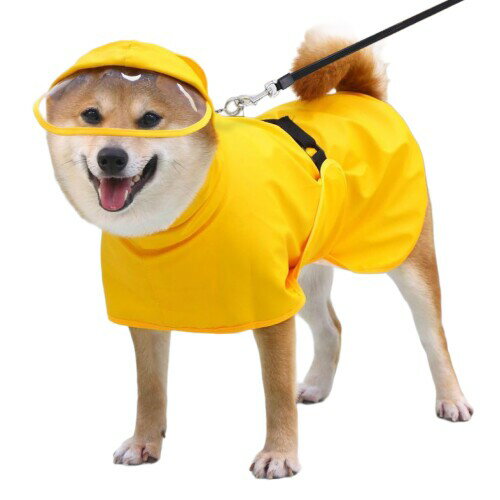GIIPET 犬用レインコート 猫犬兼用 カッパ 小型犬 中型犬 大型犬 透明帽子付き 防水 防風 速乾 軽量 マジックテープ調整 着脱簡単 リード穴 梅雨対策 散歩用 (イエロー, 3.5-5kg)