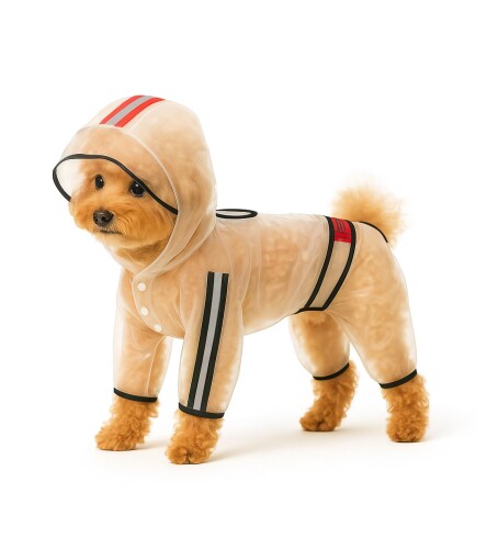 HOLYCAT 犬 レインコート 透明 脚付き フード付き 犬 かっぱ 夜間反射 リード穴付き 犬 れいんこーと 足先なしタイプ 犬 カッパ クリア素材 梅雨対策 お出かけ 胸元スナップボタン付き 着