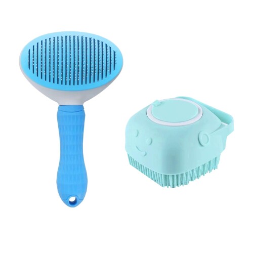 猫 ブラシ 犬猫用スライドブラシ 長毛・短毛ブラシ スライドブラシ ボタン式 抜け毛が取りやすい 皮膚..