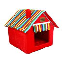 ペットハウス 犬小屋 山小屋風 ふわふわ 室内用 S レッド