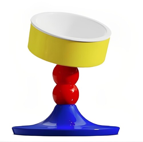 Palup 猫 犬用 食器 ペット食器台 猫 犬用 フードボウル 水ボウル 頸椎を保護 高さと角度調節可能なペット用食器台、陶器製で取り外し可能、薄荷色とラベンダー色の デザイン小型・中型