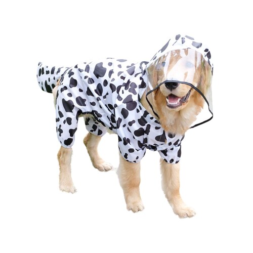 MEIAOJIA 犬用レインコート しっぽ防水 取り外し可能 大型犬 犬 コスプレ 雨合羽 かわいい しっぽ しっぽ濡れ防止 レインコート 防水 梅雨対策 散歩用 透明 帽子付き 雨具 着脱簡単 完全防