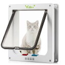 Ycozy ペットドア 外寸19.7 x 19cm 猫 出入り口 小型犬用 ドア 猫扉 4-way切替 ロック キャットドア 室内用 取り付け簡単 冷暖房対策(4)