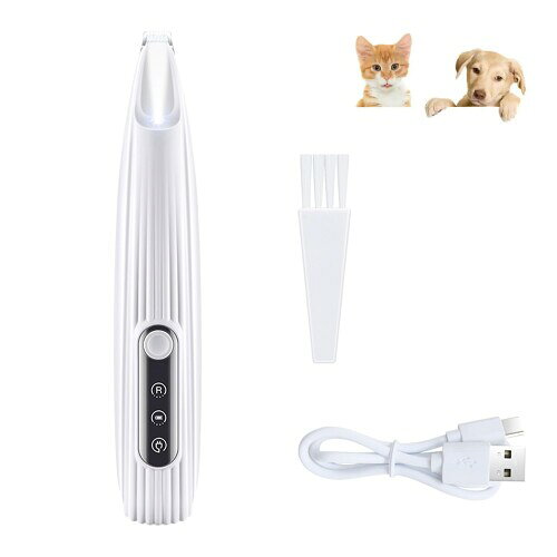 Lazysong ペット用バリカン 犬猫用 ディテール LEDライト付き USB充電 自宅トリミング 小型 軽量 静音 白