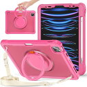 PboyiqiS For iPad Air 11 2025/2024半透明ケース,Aslo For iPad Air 5/Air 4/Pro 11半透明ケース,360°回転スハンドホルダー ス,スタンド機能 耐衝撃 頑丈 調節可能肩掛けー付き 落下防止 アウトドア,多機能
