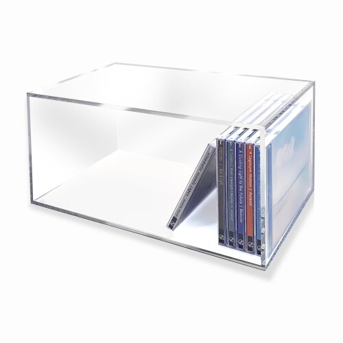 飾れるCD収納ケース Lサイズ｜透明アクリル製 28枚収納 日本製 幅308×奥行157×高さ154mm 5mm厚 ラック..