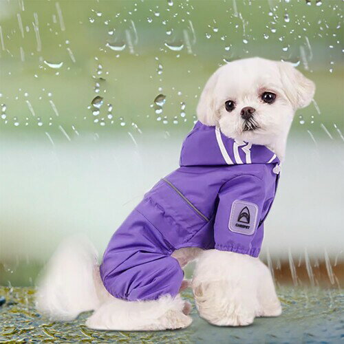 EMMEドッグウェア 犬用 レインコート 雨具 カッパ マジックテープ フード付き 反射テープ 脱着簡単 ワンちゃん 服 リード穴有り 調整ゴム付き 梅雨対策 小型犬 中型犬 大型犬 通気パープ