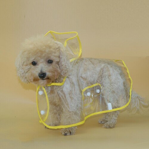 Wag&Wink 犬用 レインコート ペット用 透明 防水 防塵 防雨 防雪 防風 カッパ ペット服 小型犬 中型犬 大型犬 適用 軽量 便利 耐久性 通気 雨具 着脱簡単 透明な合成樹脂 フード付き (L)