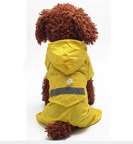犬用レインコート 快適 ペットレインコート カッパ 犬用 小型犬 中型犬 大型犬 帽子付 防水 防風 防雪 (XSサイズ, 黄色)