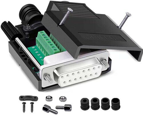 ANMBEST DB15無はんだメスRS232D-SUBシリアルアダプタ、16mmシンナー15ピンポート端子無はんだブレイク..