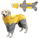 犬用レインコート 中型犬 大型犬 犬 レインジャケット 犬 レインコート 防水 フード付き リーシュホール付き 着せやすい 軽量 犬用雨具 防水 防雪 お散歩 お出かけ 梅雨対策 イエロー (M)