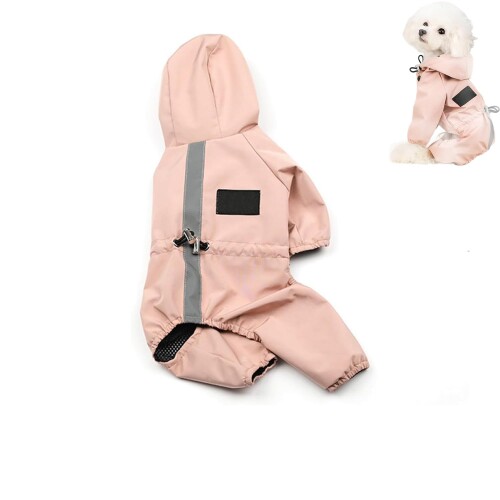 Lyyxjsltd 犬 服 小型犬 犬用レインコート 防水 防風 ポンチョ フード付き 小型犬 中型犬 ミニチュアダックス 服 猫用 ペット服 軽量 快適 可愛い 雨具 春夏秋対応 (ピンク, XL)
