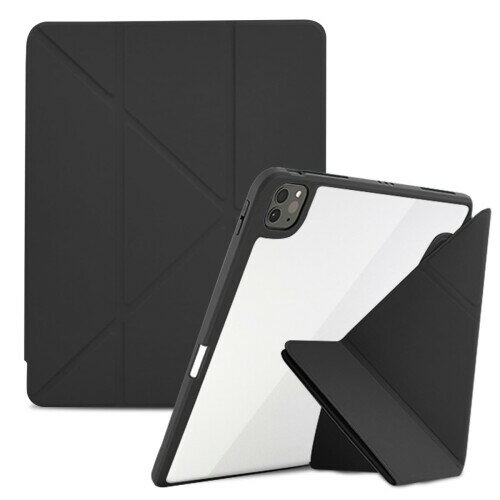 iPad Pro 12.9インチ ケース 第6/5/4/3世代 に適用(2022/2021/2020/2018) 用インチ ケース レザー 背面 カバー 5WAY スタンド 横置&縦置 マグネット吸着式 付き自動スリープ機能 超スリム 軽量 衝撃保