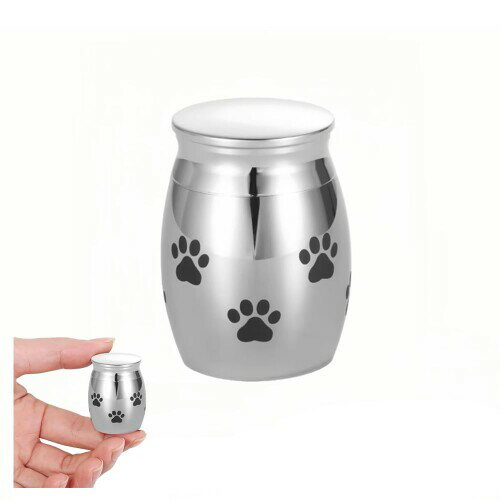 YBGGJO ミニ骨壷 4x3cm ペット骨壷 メモリアル骨壷 犬 猫 遺骨入れ 納骨容器 ステンレス製 肉球マーク..