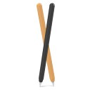 AhaStyle 超薄型 Apple Pencil シリコン保護ケース Apple Pencil Pro&Apple Pencil 第二世代のみに適用 二本セット (黒,オレンジ)(2)