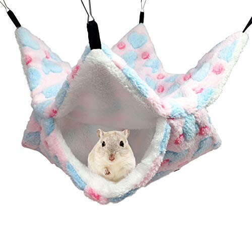 AmzBarley 小動物用ハンモック ハムスター『二重層 2サイズ：34*34cm 20*20cm』小動物 ハンモック フェレット 保温 ふわふわ ペット ハンモック ハンモック 冬用 小動物 ケージ内装 取り付け簡