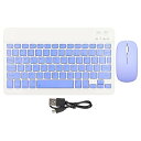 10インチワイヤレスキーボードとマウスのコンボ、超薄型静かなワイヤレスキーボードマウスセット、1600 DPI、携帯電話ラップトップ用。 (紫)