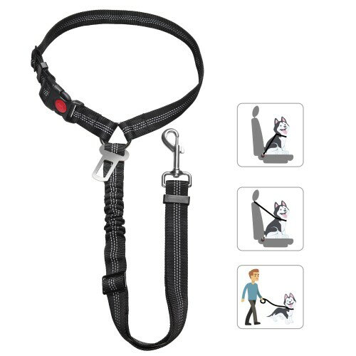 Yullmu NEW犬用 シートベルト ドライブ 車専用リード 安全ベルト ペット用 ヘッドレスト 簡単装着 飛び出し防止 長さ調節