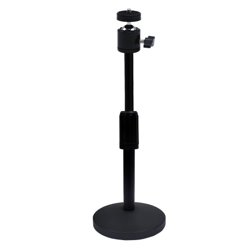 WEBカメラ卓上スタンド メタル雲台付き 1/4-20UNCインチネジ 角度・高さ調整可 メタル台座105mm (ブラ..