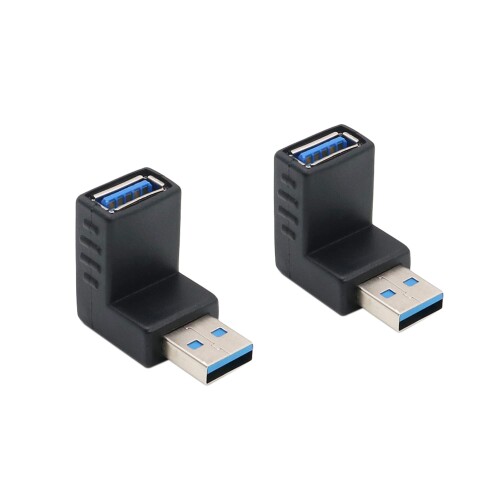 Basicest USB 3.0 オス - メス USB オス - メス Lベンド 直角 アダプタ 90 度 エクステンション下向き変換コネクタ（2個）